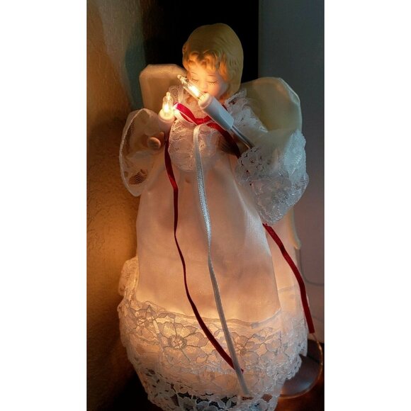 Vintage Joy Brite 10 Light Angel 9" Tree Top Table Decoration Porcelain Head - Picture 9 of 12